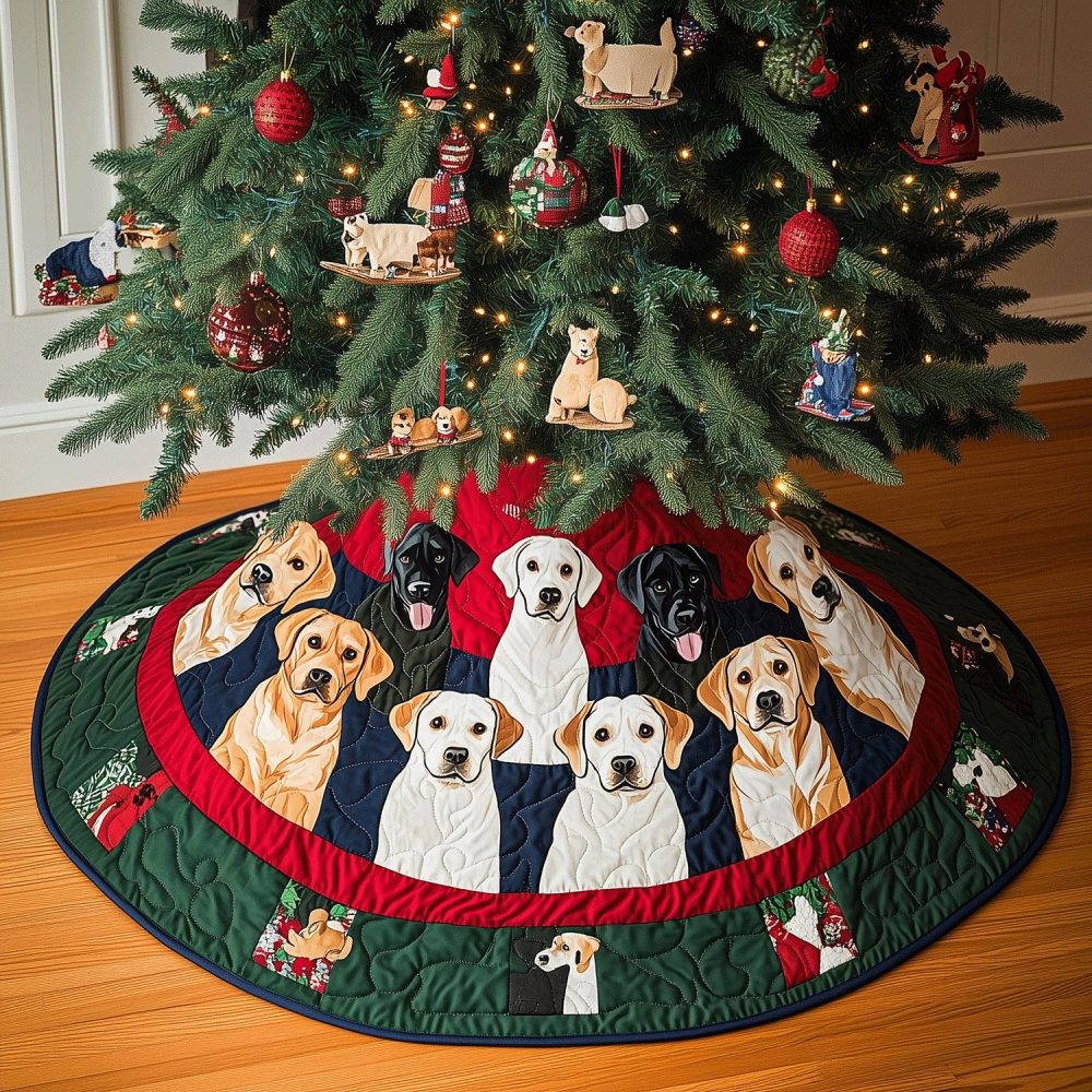 Classic Labrador Christmas Tree Skirt — Made-To-Order Premium Holiday Tree Collar With Labrador Motif, Durable Washable Fabric, Available In Multiple Sizes