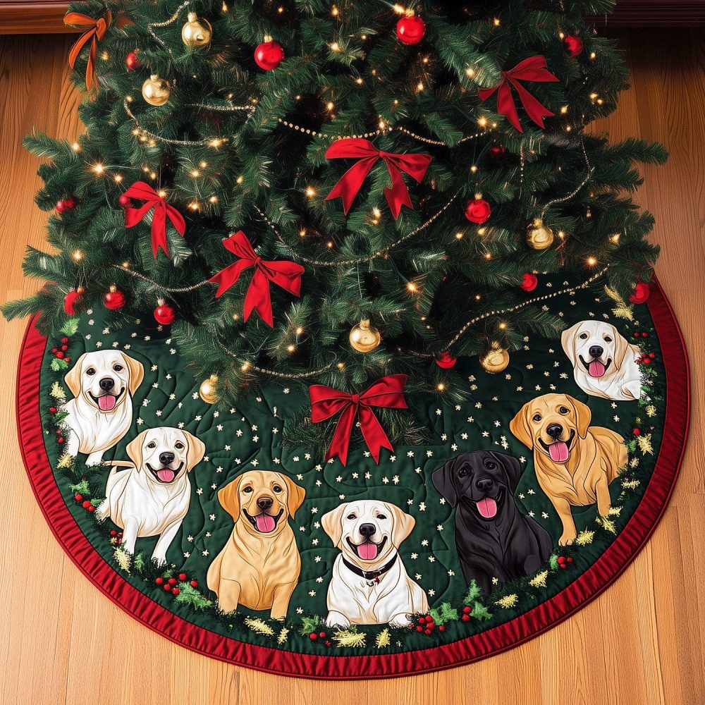 Labrador Festive Tree Skirt — Custom Made-To-Order Holiday Tree Collar With Joyful Labrador Pattern, Premium Materials, Perfect Pet-Lover Present