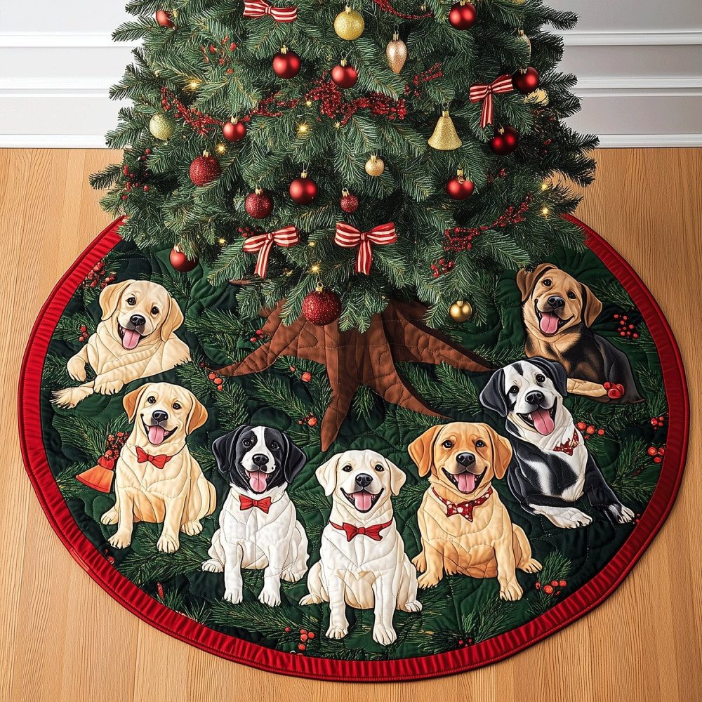 Premium Labrador Holiday Tree Skirt — Custom Made-To-Order Festive Tree Collar For Dog Lovers, Durable Fabric, Personalized Sizing Available