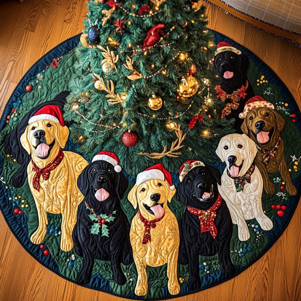 Labrador Winter Wishes Tree Skirt — Custom Dog Lover Christmas Base, Cozy Fabric, Personalized Options & Quality Handmade Craftsmanship
