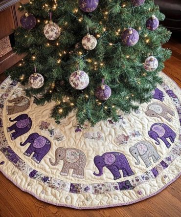 Lavender Dreams Christmas Tree Skirt — Handmade Floral Lavender Holiday Skirt, Soothing Purple Festive Décor With Custom Sizes