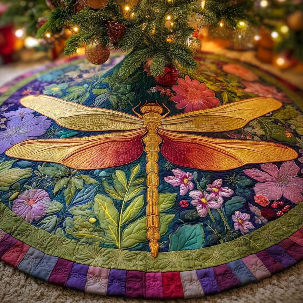 Lavender Petal Dance Christmas Tree Skirt — Elegant Lavender Floral Holiday Tree Skirt, Handcrafted & Customizable, Made-To-Order