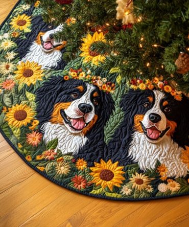 Bernese Mountain Dog Tree Skirt - Custom Handcrafted Holiday Tree Skirt For Bernese Lovers, Plush Fabric, Made To Order