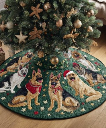 Custom German Shepherd Tree Skirt - Handcrafted Holiday Tree Skirt For Shepherd Lovers, Durable Fabric, Made To Order