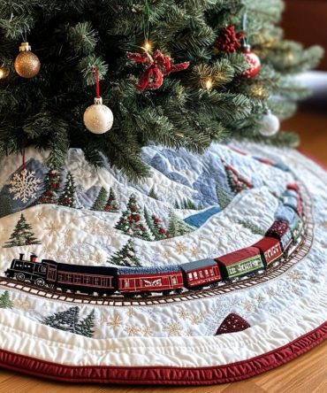 Luminous Tranquility Serene Tree Skirt — Soft Luminous Fabric With Subtle Metallic Accents, Custom Sizes, Made-To-Order Calm Holiday Decor