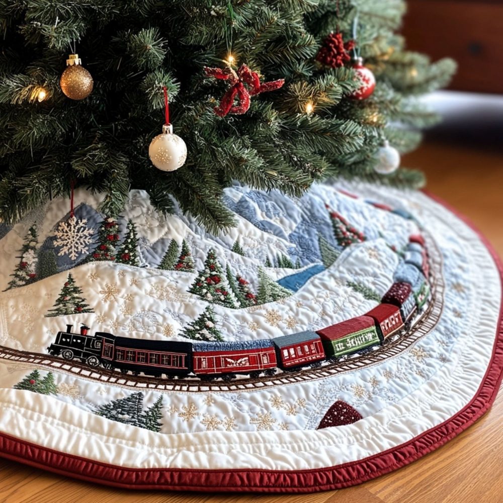 Luminous Tranquility Serene Tree Skirt — Soft Luminous Fabric With Subtle Metallic Accents, Custom Sizes, Made-To-Order Calm Holiday Decor