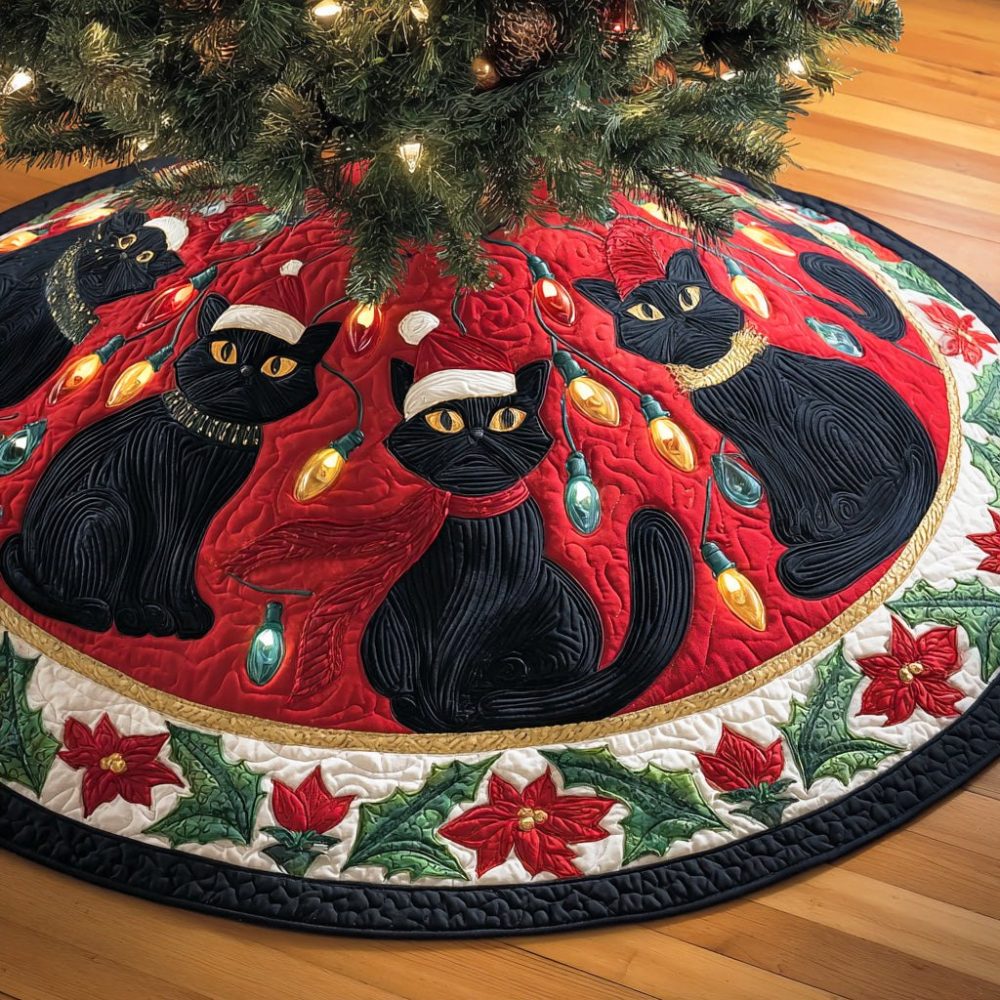 Custom Lunar Moon Tree Skirt - Handmade Holiday Tree Skirt With Celestial Night Design, Premium Cotton, Made To Order