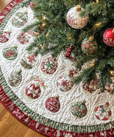 Custom Merry Blooms Floral Christmas Tree Skirt - Personalized Holiday Skirt With Vibrant Flower Design, Handmade, Multiple Sizes