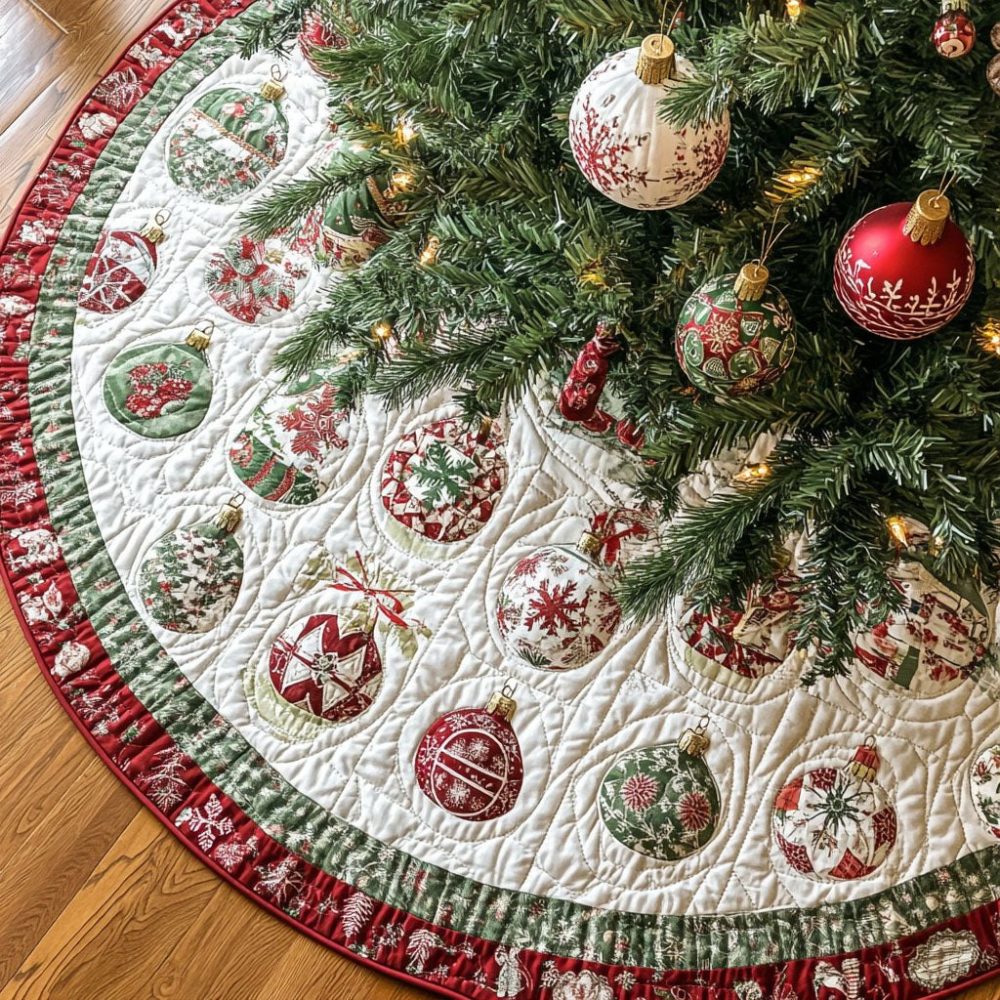Custom Merry Blooms Floral Christmas Tree Skirt - Personalized Holiday Skirt With Vibrant Flower Design, Handmade, Multiple Sizes