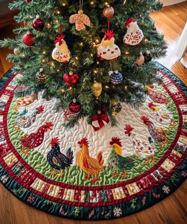 Feathered Friends Christmas Tree Skirt — Custom Bird-Themed Holiday Skirt, Handmade Decorative Mat, Personalized Options