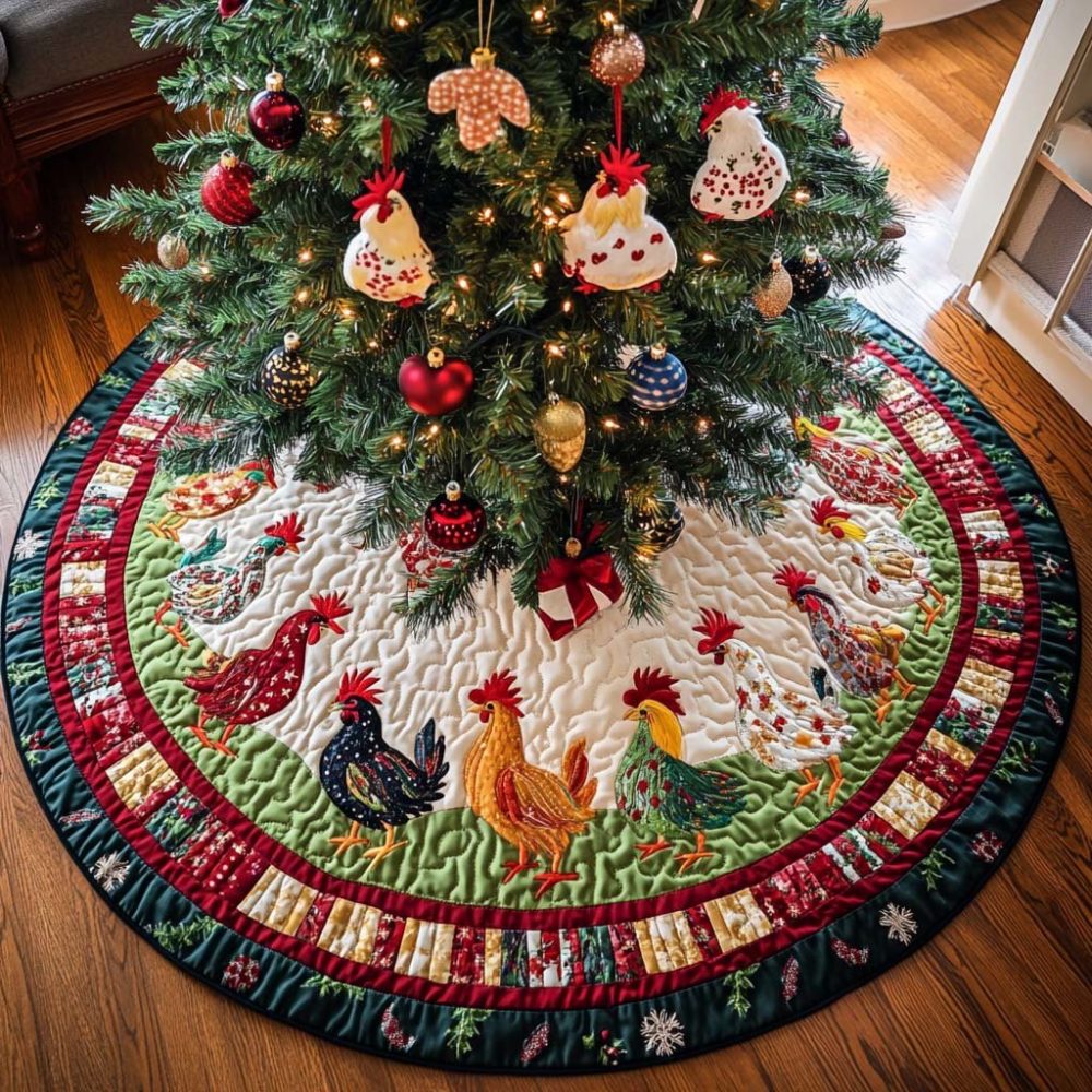 Feathered Friends Christmas Tree Skirt — Custom Bird-Themed Holiday Skirt, Handmade Decorative Mat, Personalized Options
