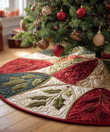 Merry Glow Circle Christmas Tree Skirt — Luminous Holiday Tree Skirt, Modern Circle Design, Soft Fabric, Custom-Made & Gift-Ready