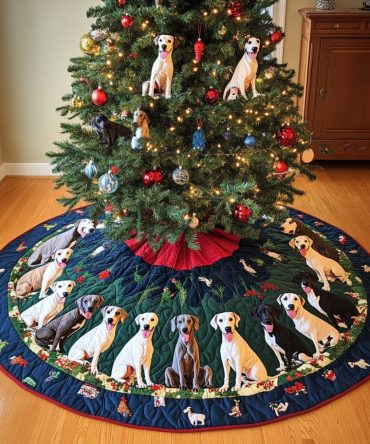 Custom Greyhound Paws Christmas Tree Skirt — Dog Lover Holiday Tree Skirt, Durable Material, Made-To-Order & Perfect Pet Lover Gift