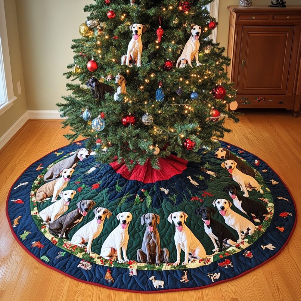 Custom Greyhound Paws Christmas Tree Skirt — Dog Lover Holiday Tree Skirt, Durable Material, Made-To-Order & Perfect Pet Lover Gift