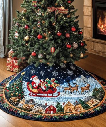 Cherished Moments Holiday Tree Skirt — Elegant Handmade Family Christmas Skirt, Custom Name & Year Embroidery, Made-To-Order