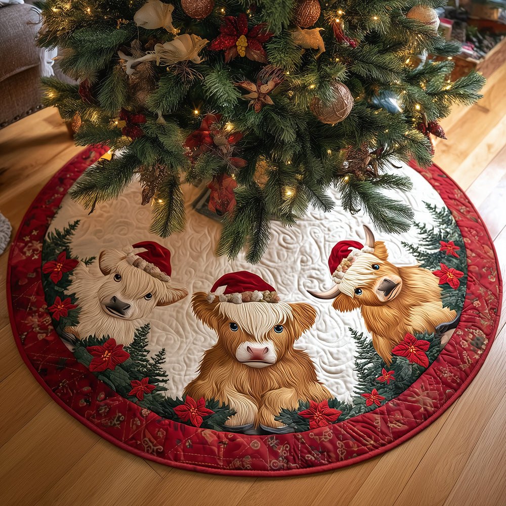 Moo Crew Farmhouse Holiday Tree Skirt — Handmade Cow Print & Farm Motif, Customizable, Durable Felt Christmas Skirt, Made-To-Order