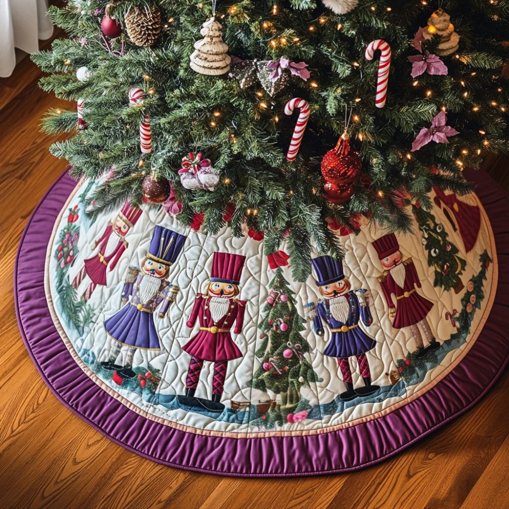 Nutcracker Parade Holiday Tree Skirt — Handmade Theatrical Nutcracker Design, Customizable, Premium Christmas Stage Decor, Made-To-Order