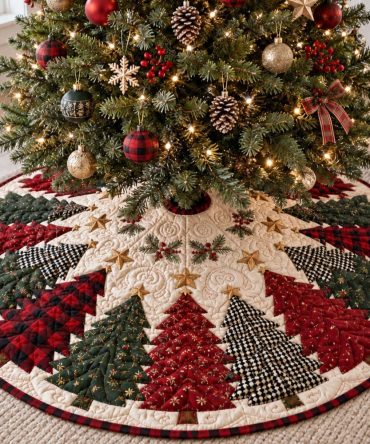 Merry Pine Designer Tree Skirt — Made-To-Order Holiday Base Cover With Classic Pine Pattern & Customization Options