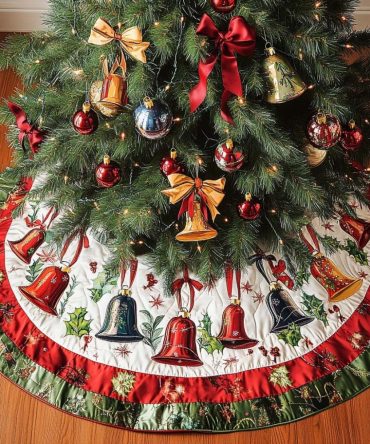 Elegant Ring Pattern Holiday Tree Skirt — Premium Made-To-Order Christmas Tree Skirt, Plush & Customizable For Classic Seasonal Style