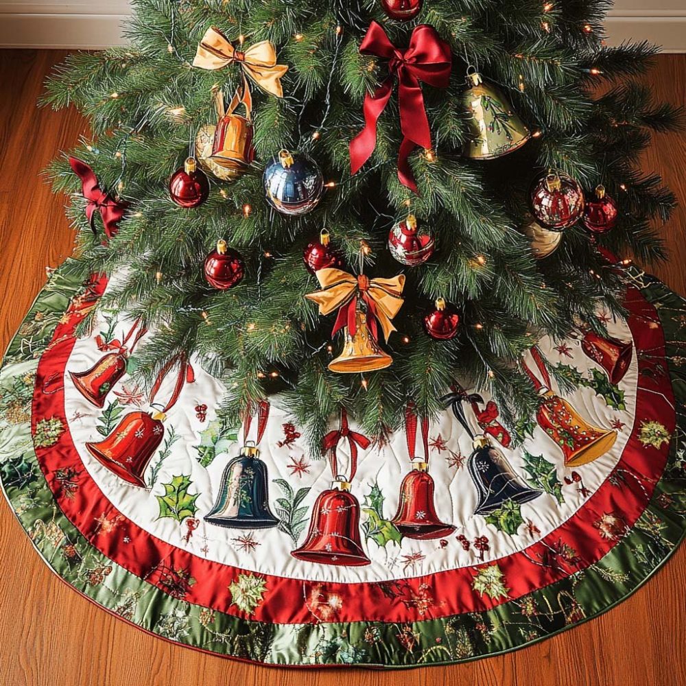 Elegant Ring Pattern Holiday Tree Skirt — Premium Made-To-Order Christmas Tree Skirt, Plush & Customizable For Classic Seasonal Style