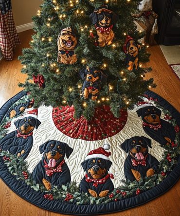 Custom Rottweiler Holiday Tree Skirt — Premium Made-To-Order Christmas Tree Skirt, Plush & Personalized For Rottie Lovers