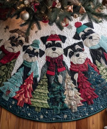Custom Schnauzers Holiday Tree Skirt — Premium Made-To-Order Christmas Tree Skirt, Plush & Personalized For Schnauzer Families