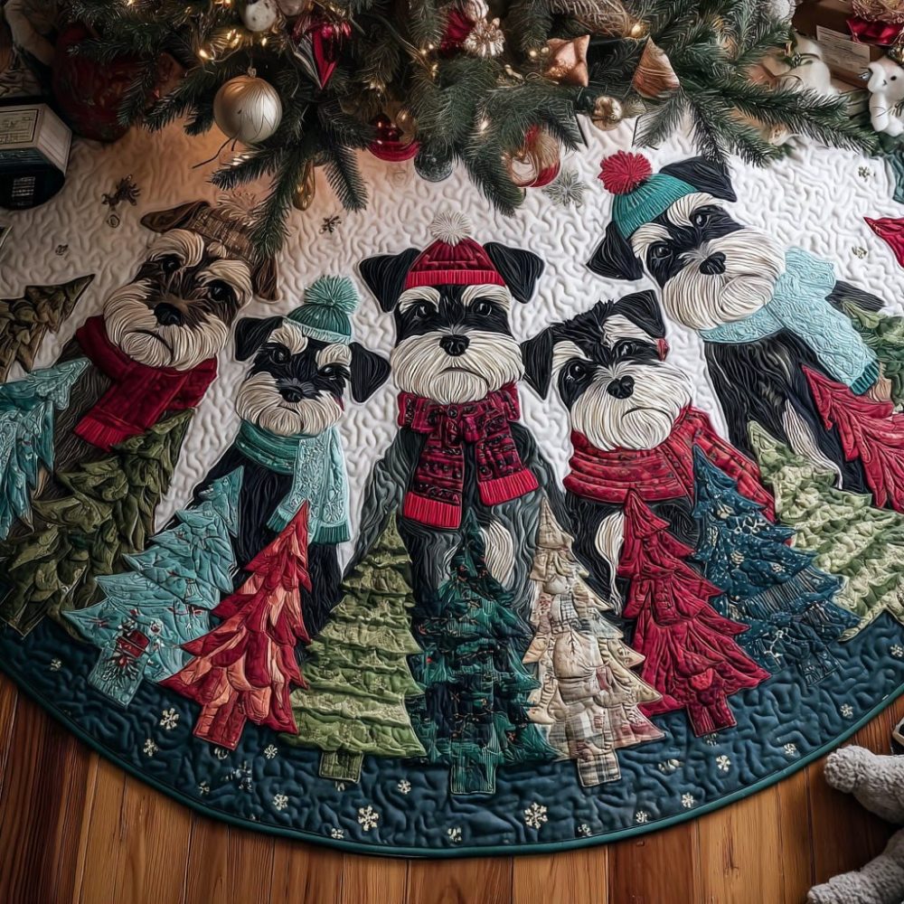 Custom Schnauzers Holiday Tree Skirt — Premium Made-To-Order Christmas Tree Skirt, Plush & Personalized For Schnauzer Families