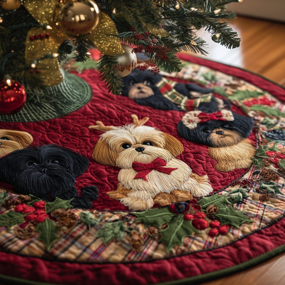 Personalized Shih Tzu Holiday Tree Skirt — Premium Made-To-Order Christmas Tree Skirt, Plush & Customizable For Shih Tzu Lovers