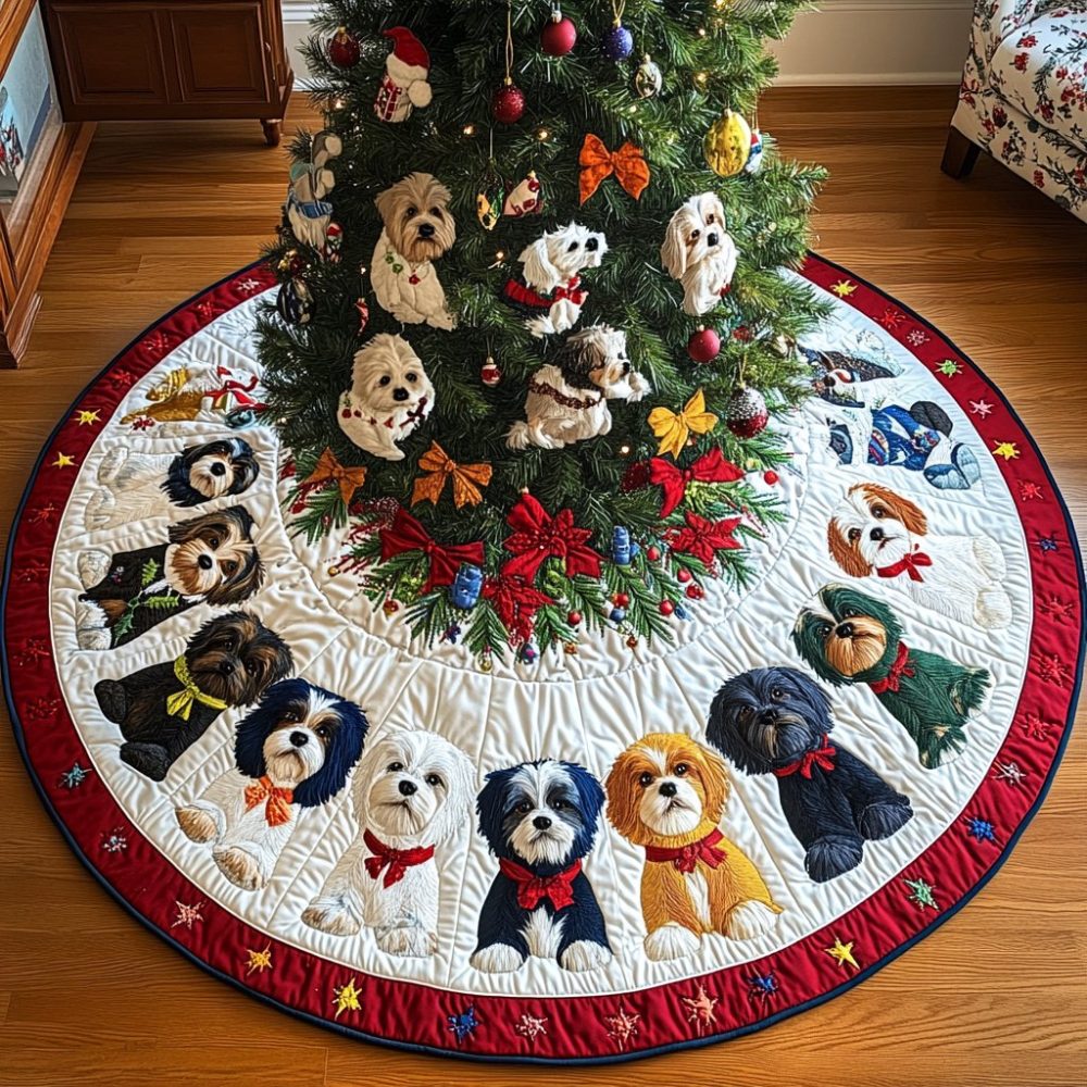Custom Shih Tzu Wishes Holiday Tree Skirt — Made-To-Order Premium Christmas Tree Skirt, Plush & Personalized Keepsake For Pet Lovers