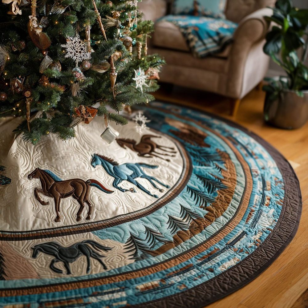 Mesa Morning Southwestern Christmas Tree Skirt — Handmade Custom Holiday Skirt With Desert Motif, Made To Order For Rustic Decor