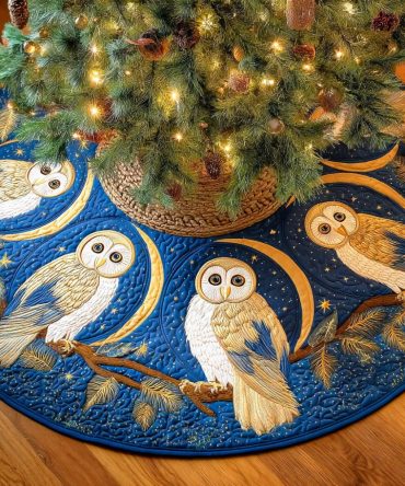 Midnight Frost Premium Christmas Tree Skirt — Custom Handmade Frosty Holiday Tree Skirt With Elegant Winter Motif, Made To Order