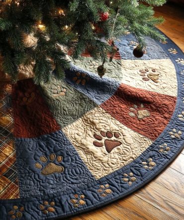 Midnight Trail Dark Woodland Tree Skirt — Rustic Trail-Pattern Christmas Tree Skirt With Durable Backing, Handcrafted And Made-To-Order Sizes