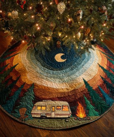 Midnight Vista Scenic Tree Skirt — Elegant Night-Sky Christmas Tree Skirt With Panoramic Design, Premium Fabric And Customizable Sizes