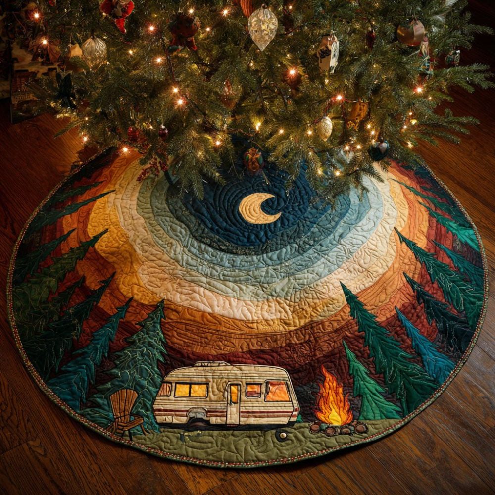 Midnight Vista Scenic Tree Skirt — Elegant Night-Sky Christmas Tree Skirt With Panoramic Design, Premium Fabric And Customizable Sizes