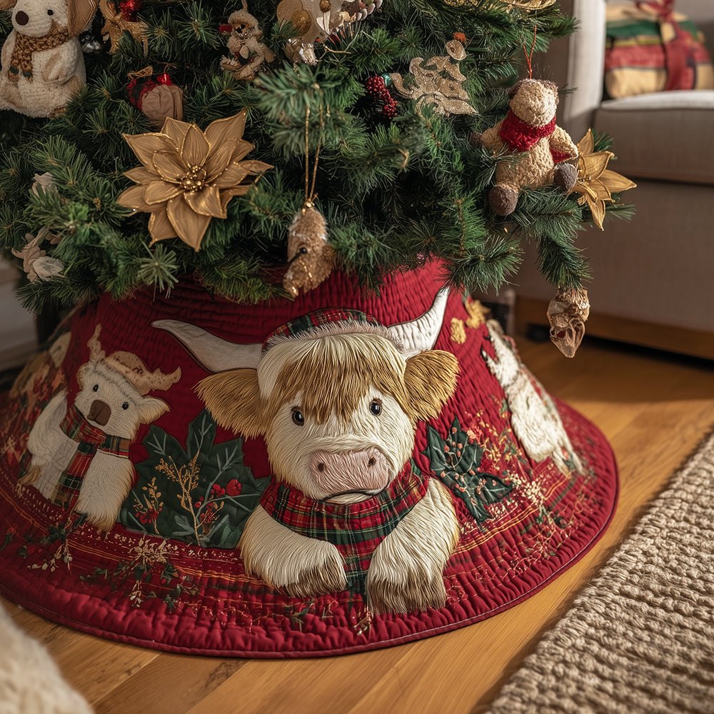 Moo Love Rustic Farmhouse Christmas Tree Skirt — Made-To-Order Cow Print Holiday Tree Skirt In Durable Cotton With Personalization Choices