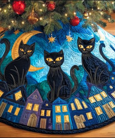 Moonlight Paws Premium Holiday Tree Skirt — Made-To-Order Pet-Themed Christmas Tree Skirt In Luxe Velvet With Custom Sizing Options
