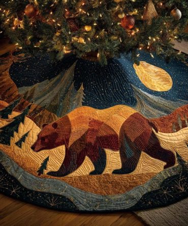 Moonlit Trail Starry Tree Skirt — Elegant Lunar-Inspired Christmas Tree Skirt, Handcrafted Velvet-Look Holiday Décor For Nighttime Magic