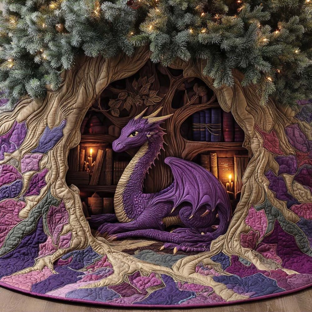 Mystic Lorekeeper Tree Skirt — Enchanted Holiday Christmas Tree Skirt, Handcrafted Boho-Inspired Seasonal Decor, Custom Sizes