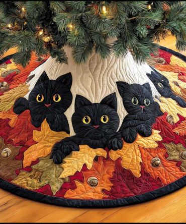 Mystic Path Handcrafted Christmas Tree Skirt - Custom Made-To-Order Serene Holiday Base With Artistic Trail Design