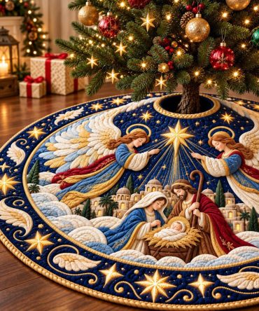 Christmas Miracle Nativity Tree Skirt — Custom Religious Holiday Decor, Luxurious Soft Fabric, Handmade To Order
