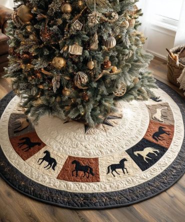 Handcrafted Navajo Horizon Christmas Tree Skirt - Custom Made-To-Order Southwestern Holiday Tree Base Decoration