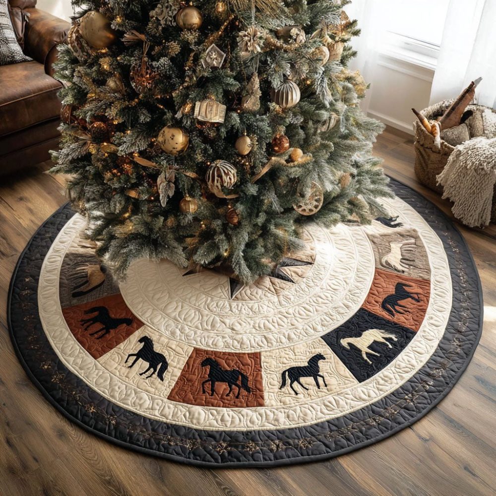 Handcrafted Navajo Horizon Christmas Tree Skirt - Custom Made-To-Order Southwestern Holiday Tree Base Decoration