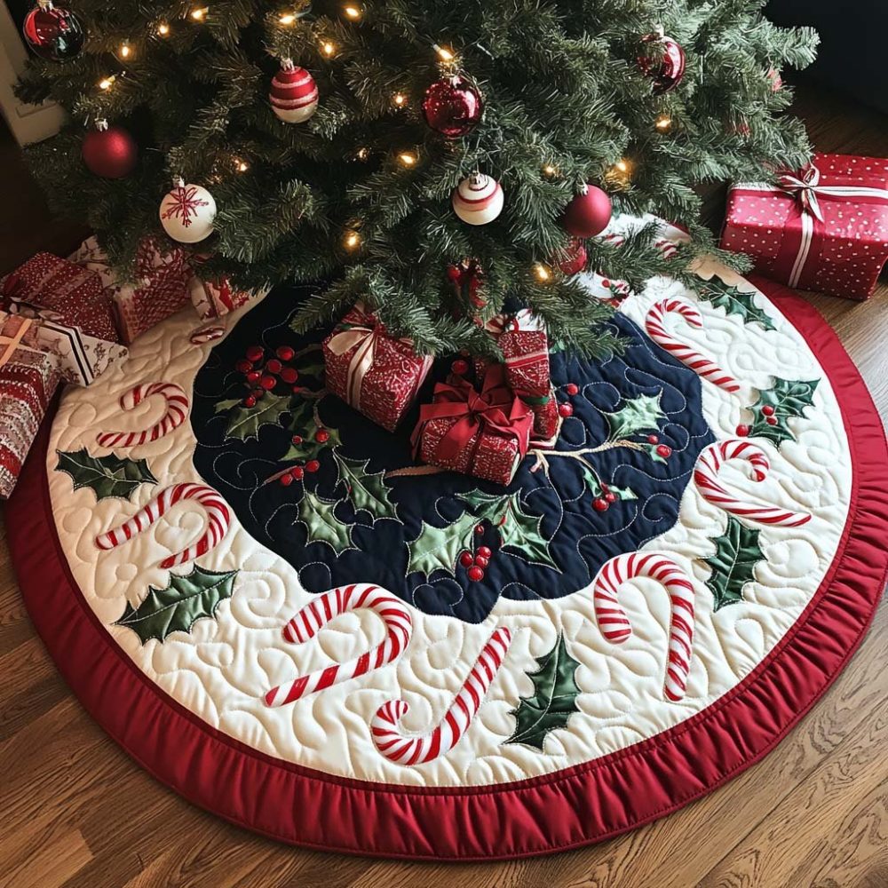 New Year’S Eve Celebration Christmas Tree Skirt - Custom Handcrafted Made-To-Order Holiday Party Base Cover