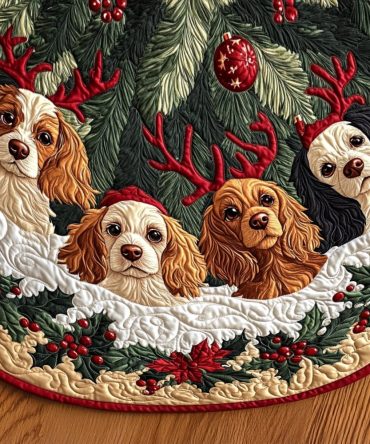 Noble Companion Holiday Tree Skirt — Handcrafted Elegant Pet-Themed Christmas Tree Skirt, Premium Fabric, Custom Sizes, Machine Washable