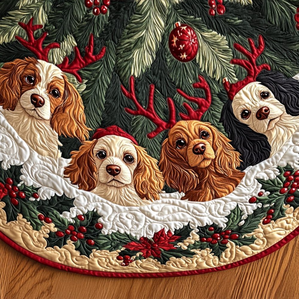 Noble Companion Holiday Tree Skirt — Handcrafted Elegant Pet-Themed Christmas Tree Skirt, Premium Fabric, Custom Sizes, Machine Washable