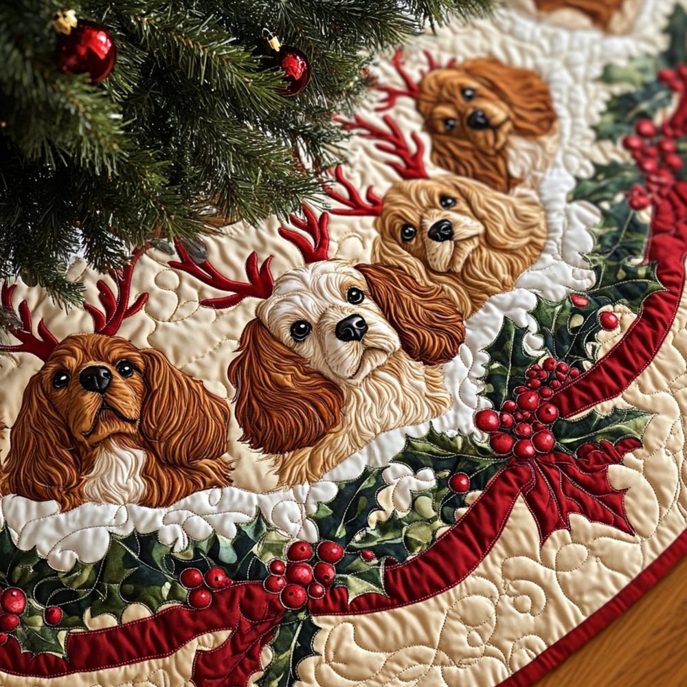 Noble Paws Holiday Tree Skirt — Handcrafted Paw Print Christmas Tree Skirt, Premium Material, Custom Sizes, Durable & Washable