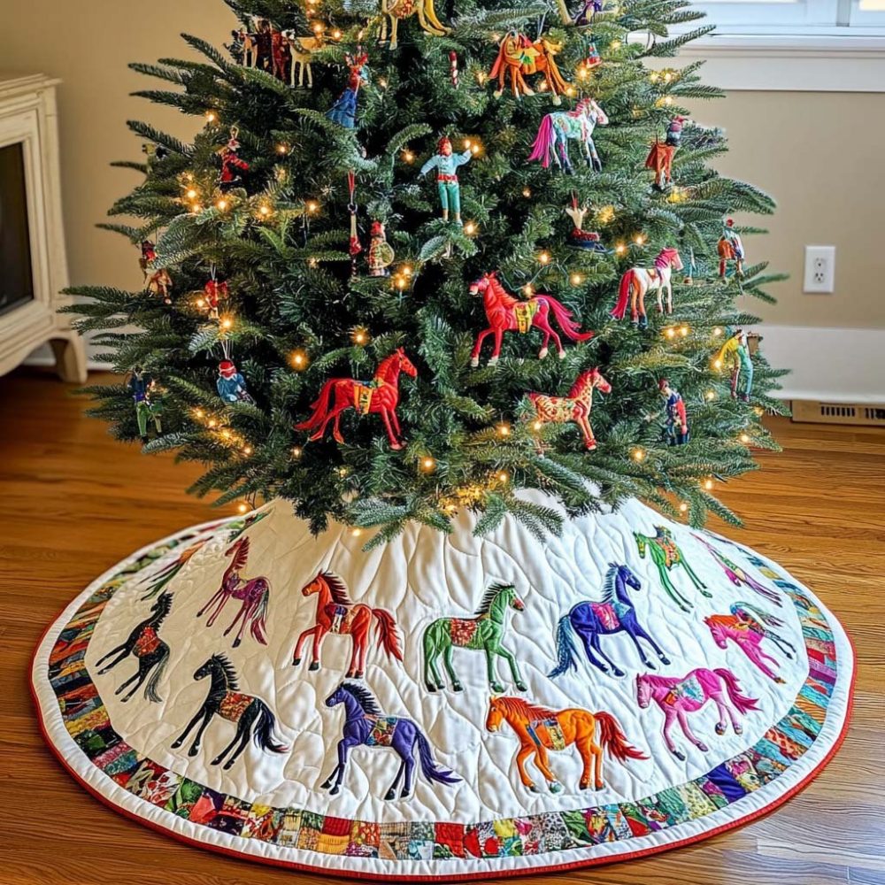 Noble Spirit Holiday Tree Skirt — Luxurious Handcrafted Christmas Tree Skirt With Classic Noble Design, Custom Fit Options, Washable