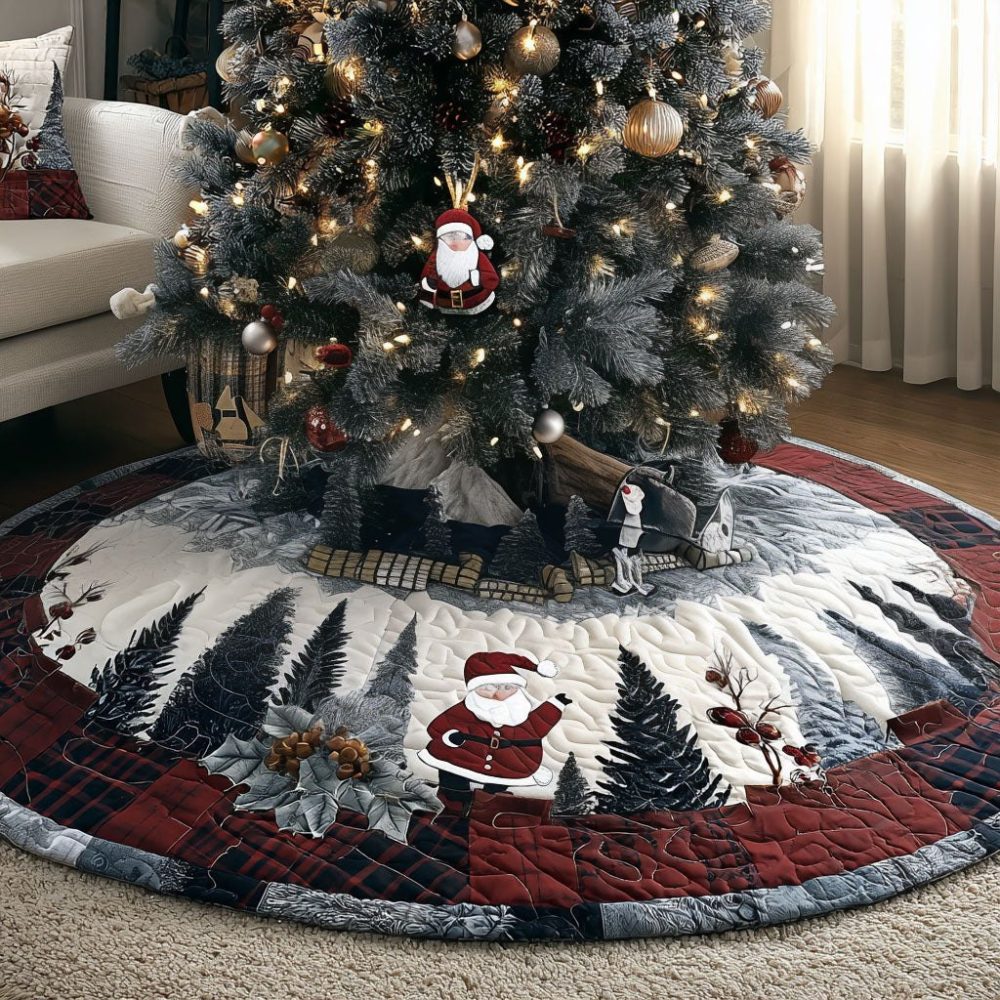 Nordic Winter Lane Christmas Tree Skirt — Handcrafted Custom Holiday Base Mat With Cozy Nordic Prints, Reversible & Durable (Made-To-Order)