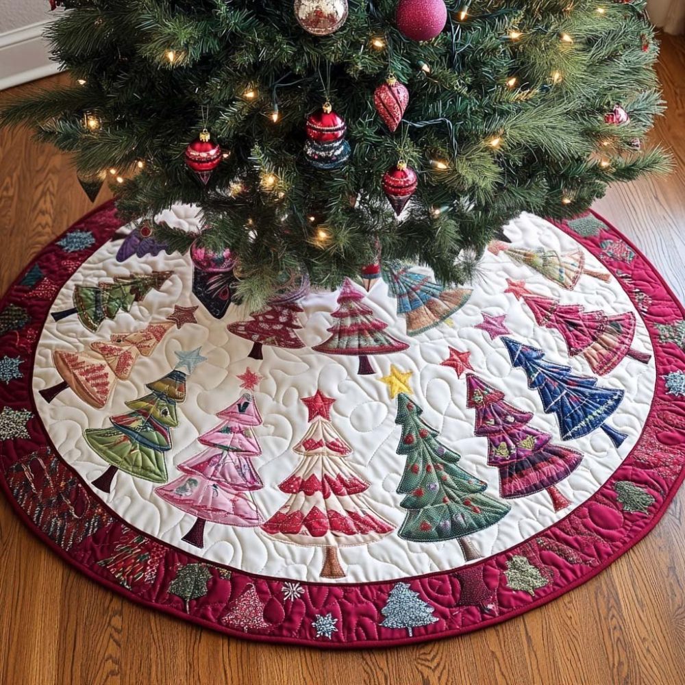 North Glow Christmas Tree Skirt — Handcrafted Luminous Holiday Base Mat, Custom Sizes & Reversible Cozy Design (Made-To-Order)