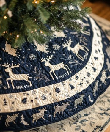 Northern Lights Dance Christmas Tree Skirt — Custom Handmade Reversible Holiday Mat, Soft Winter Glow Décor (Made To Order)